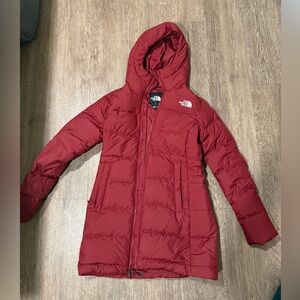 The North Face Cherry Red Long Puffer Coat